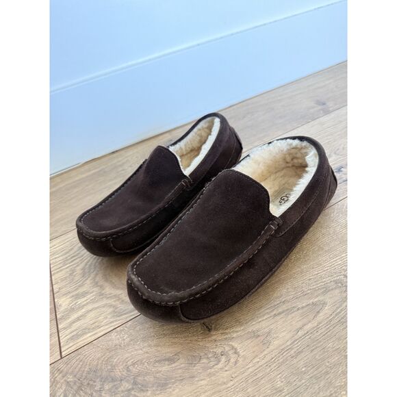 UGG australia 10 mens Ascot Brown slipper moccasin Wool shoe leather suede main image 4